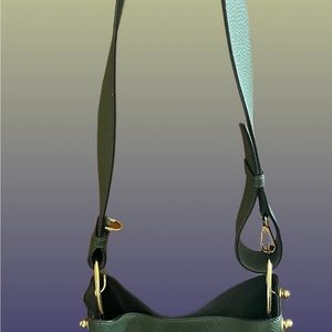 Strathberry 021901 Pebbled Dark Green Small Leather Tote/Bag Pristine
